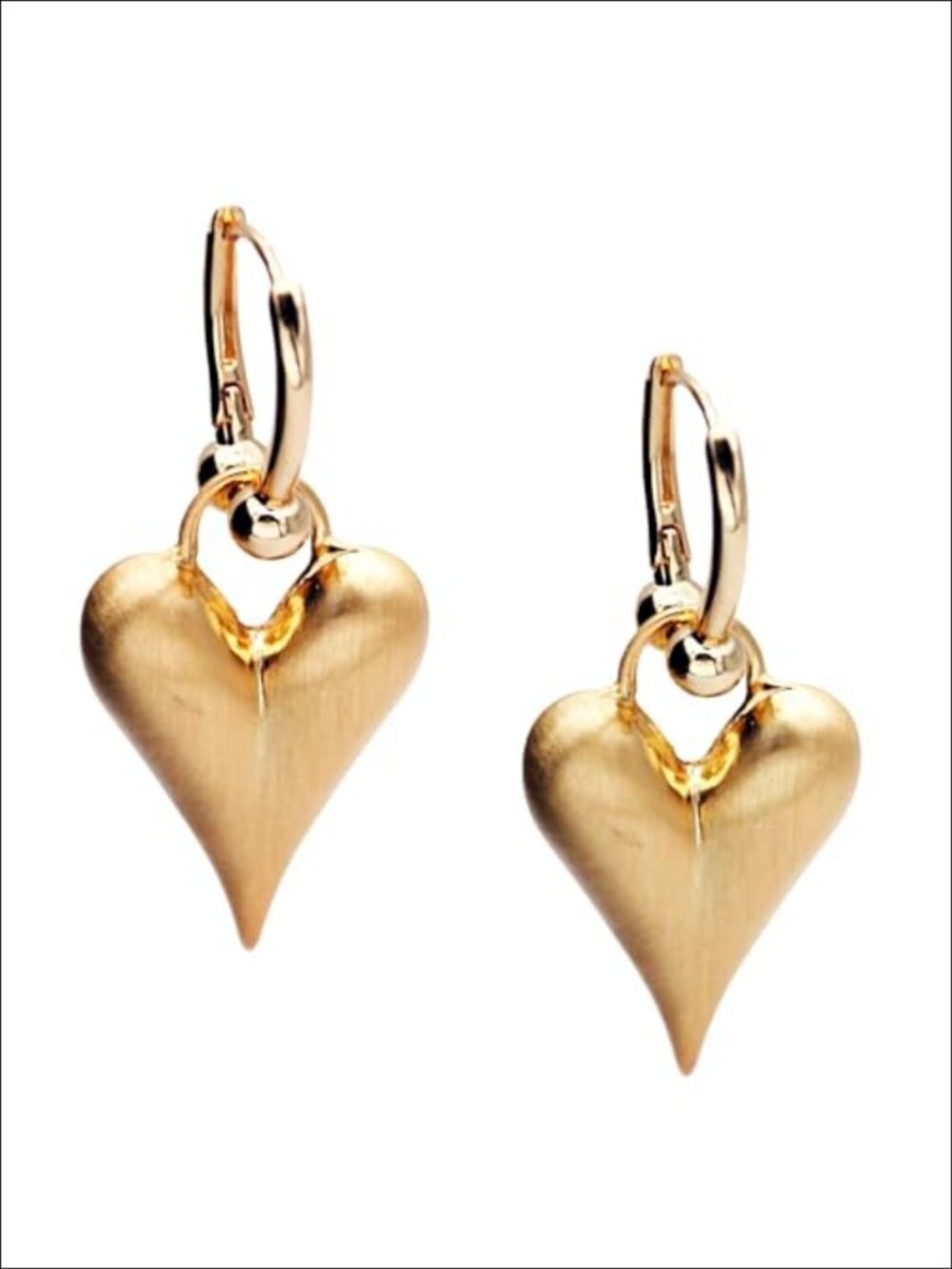 Gold Plated Heart Drop Hoop Earrings for Women Daily Party